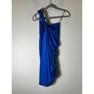 Iodice Cobalt Blue One Shoulder Twist Mini Dress Sz XS